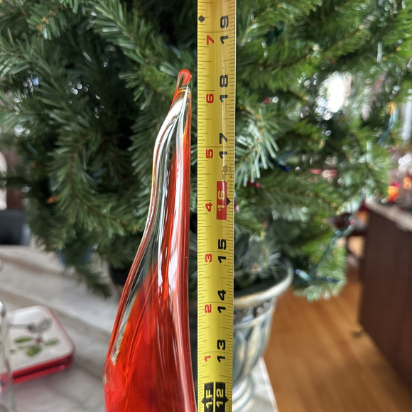 Vintage VIKING ORANGE Persimmon 6 Petal Long HEAVY PEDESTAL SWUNG VASE 18.5” - Picture 9 of 11